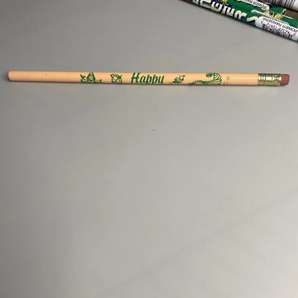 Vintage Lot of 12 Wooden Pencils 4 Power Rangers Casper Iditarod Snoopy‎ Atlas
